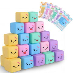 Soulchen Valentines stress cubes set on desk, portable fidget relief.