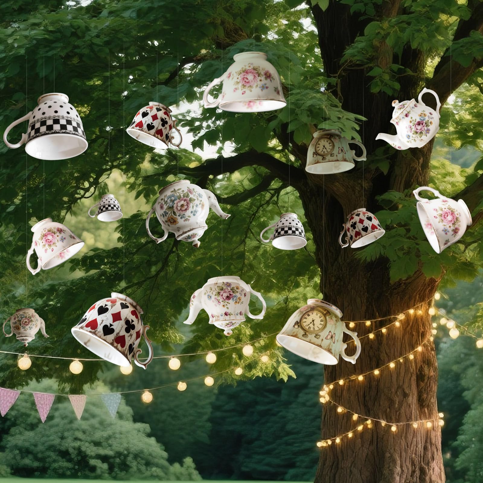 Soulchen Wonderland six-style pattern banner enhances tea party charm