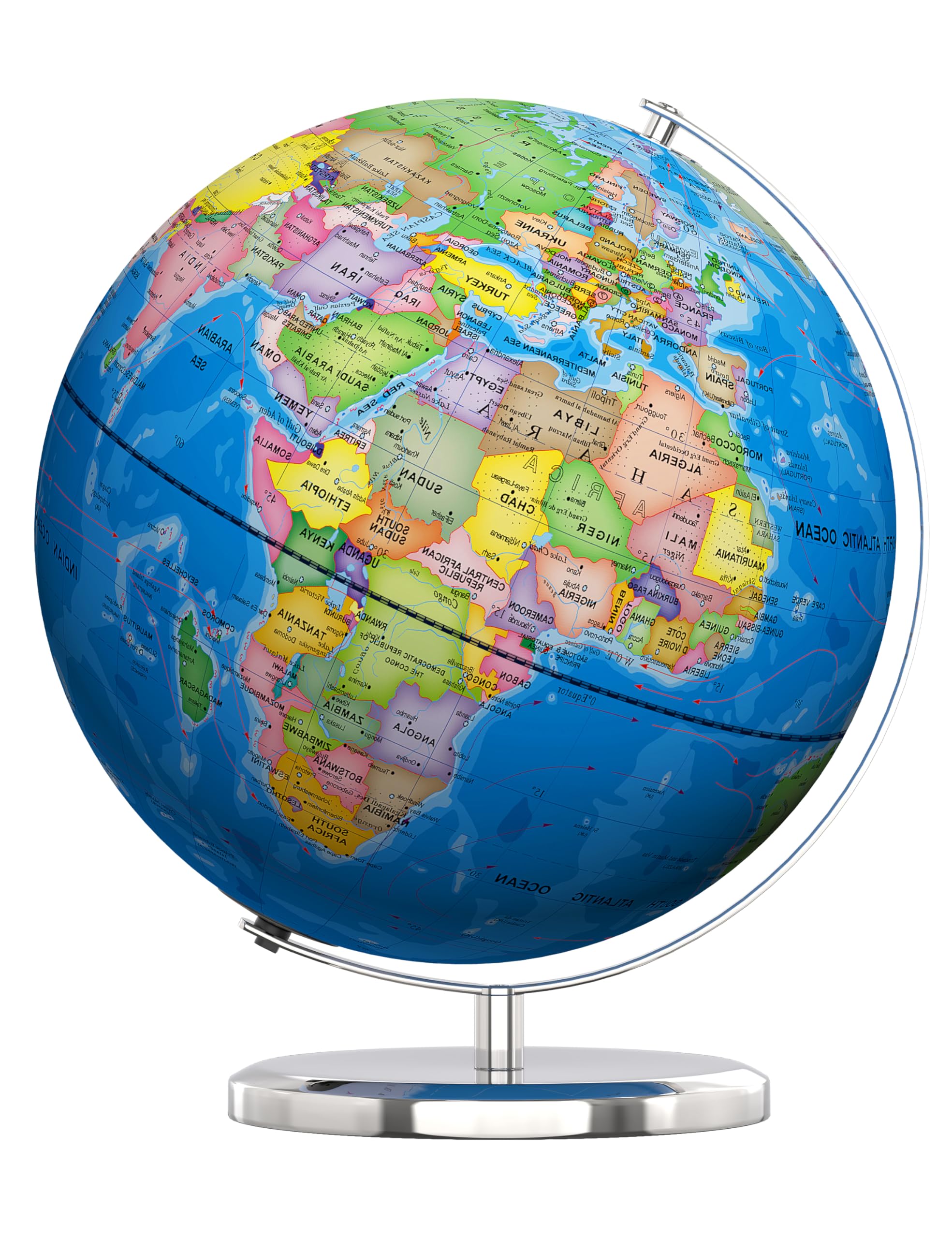 SOUNDANCE 13-inch globe with a sturdy metal base for stable classroom use.
