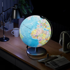 SOUNDANCE educational globe showing detailed, colorful world map for geography exploration.