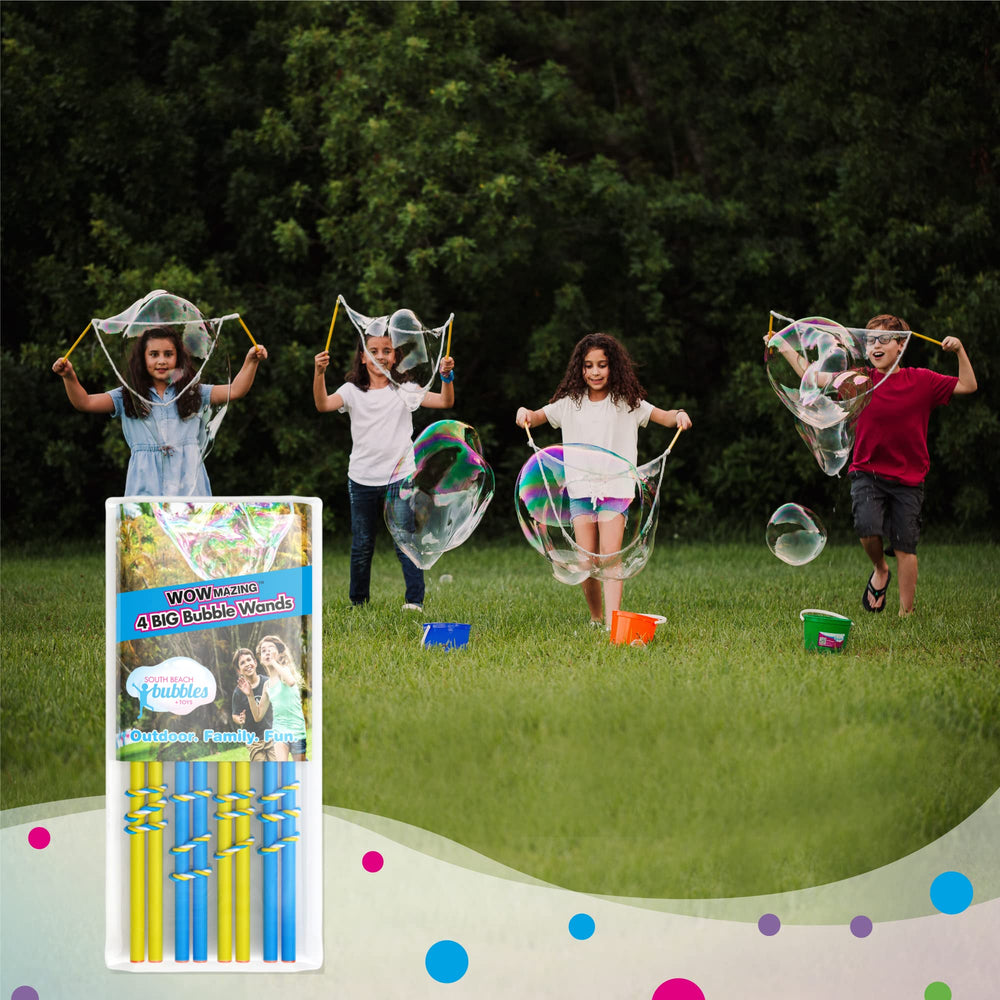 South Beach Bubbles giant bubble wands in action creating towering bubbles.