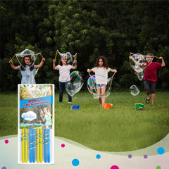 South Beach Bubbles giant bubble wands in action creating towering bubbles.