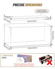 SOWANO clear acrylic display box side view showing compact profile and expandable lid.