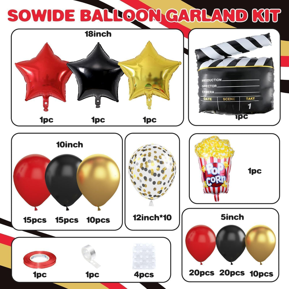 Sowide balloon collection red black gold: vibrant colors create a striking backdrop