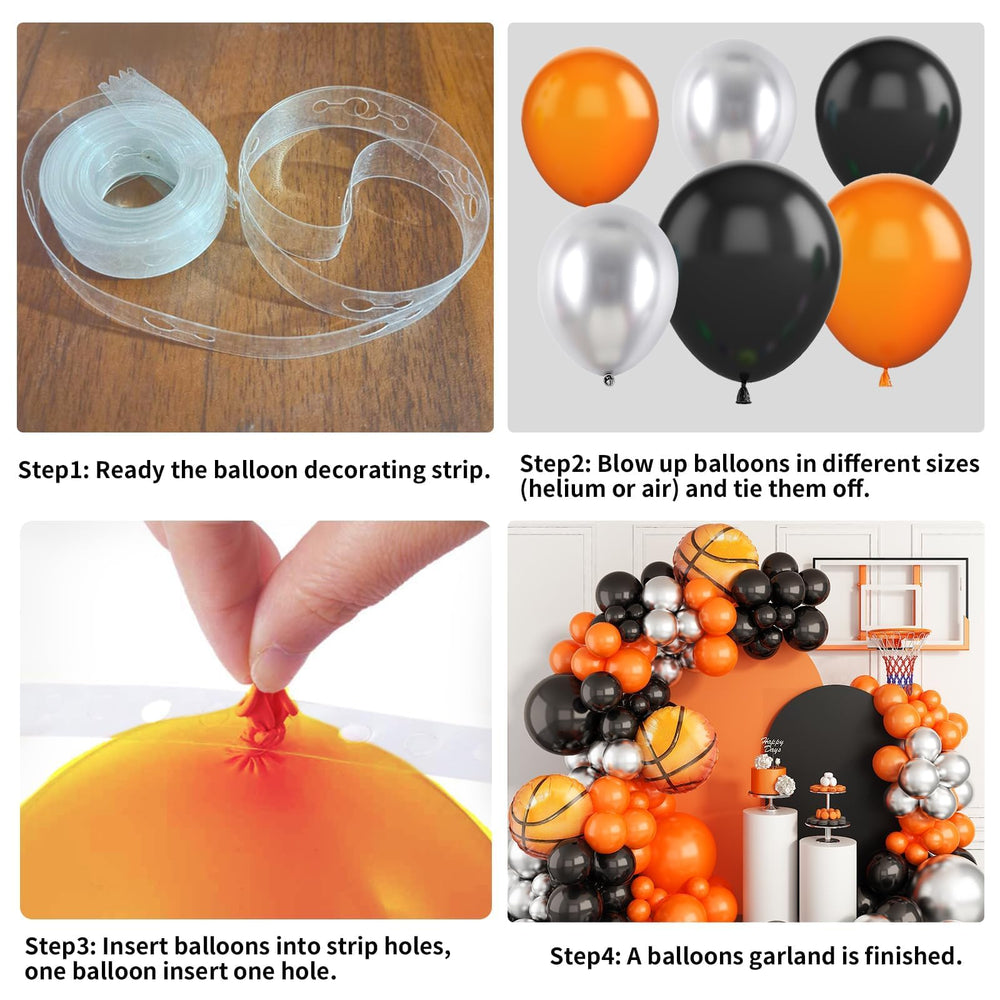 Sowide basketball garland kit with 18inch silver balloons for metallic shine