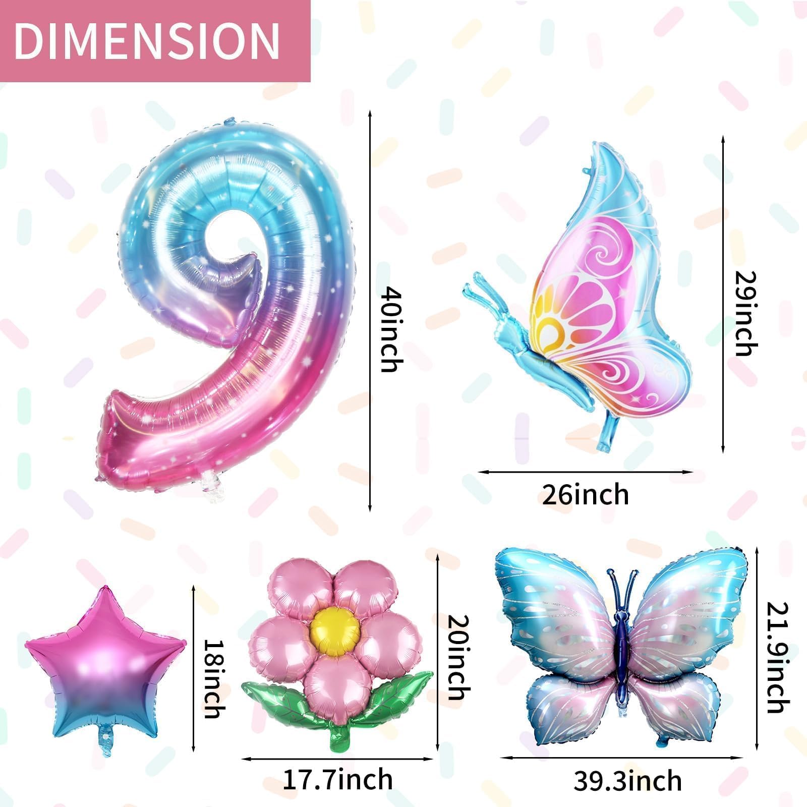 Sowide butterfly balloon pair adds whimsy to princess party decor.