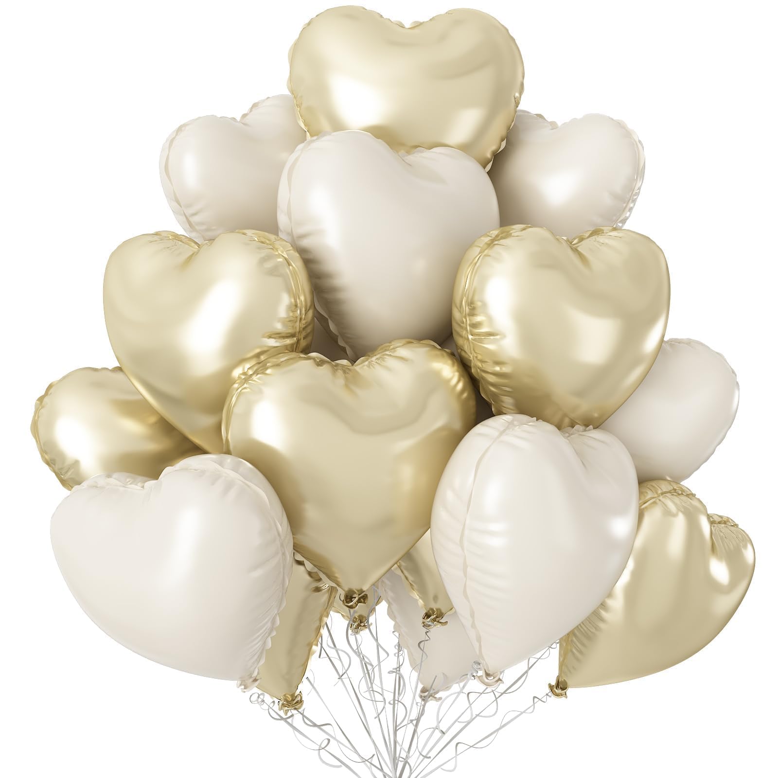 Sowide champagne gold cream heart balloons 18-inch pack, ideal for weddings