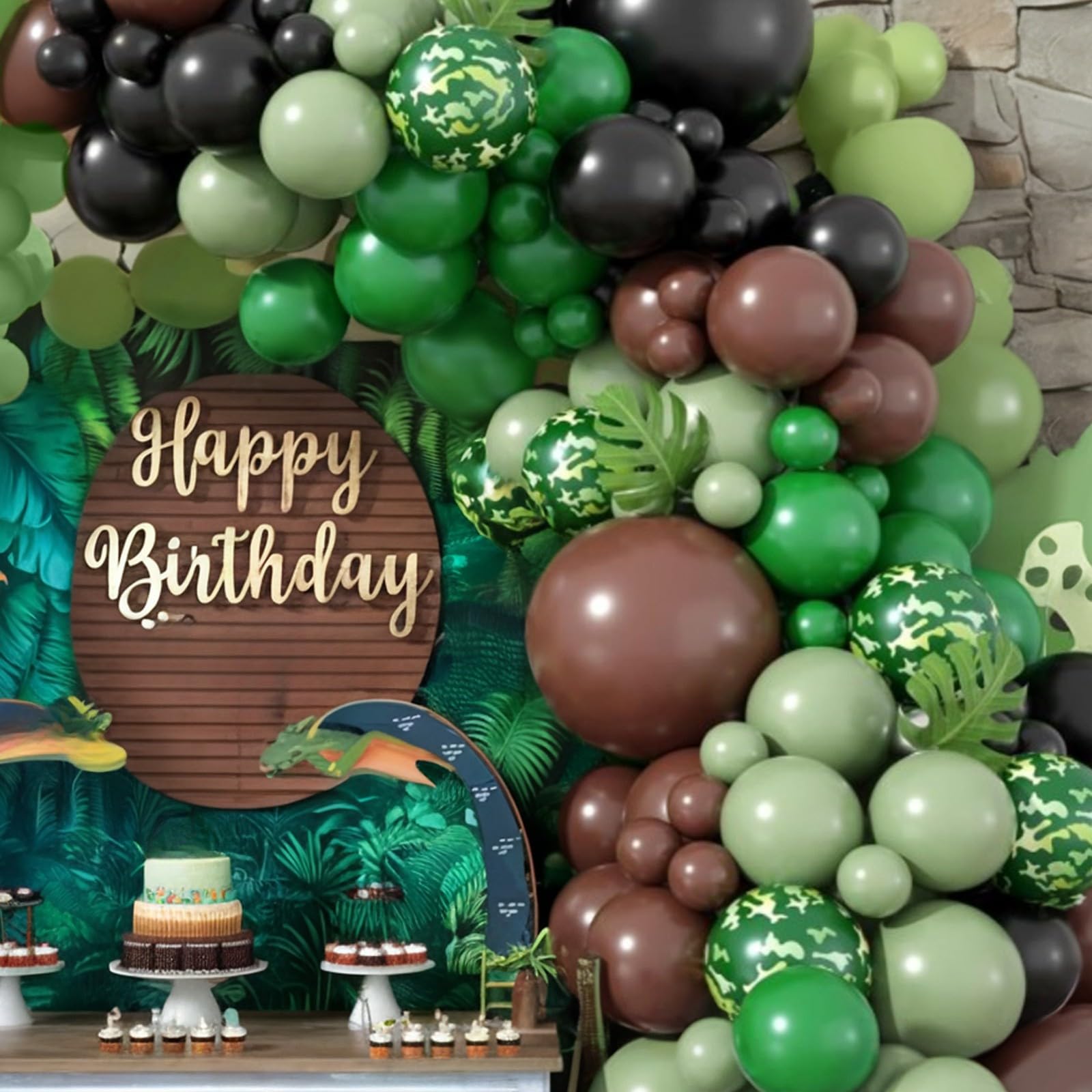Sowide dinosaur party balloon display showing a lively setup idea.