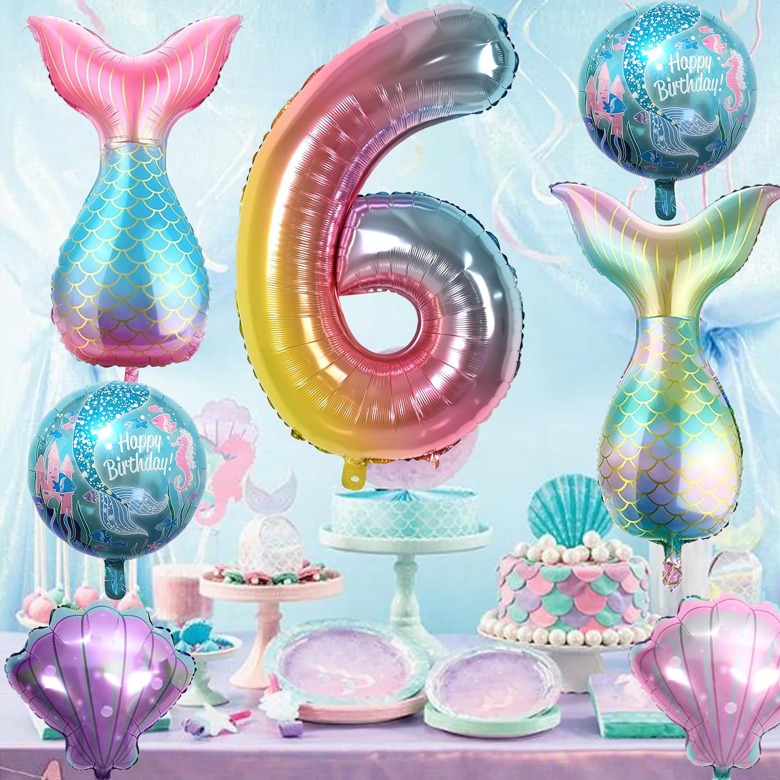 Sowide mermaid tail balloons, 2pcs, add playful tails to the decor.