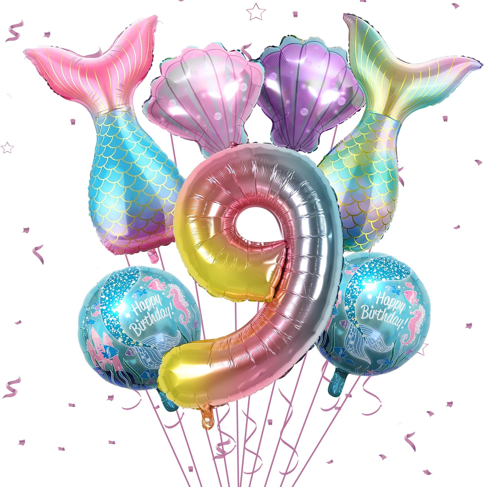 Sowide gold round mermaid balloon 18in enhances cake table visuals.