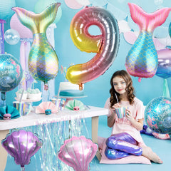 Sowide teal seashell balloon 20in adds seaside flair to tables.