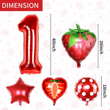Sowide strawberry balloon 1st birthday 18 inch pulp highlights festive fruit theme.