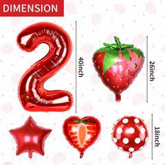 Sowide strawberry balloon foil 18inch adds bright color to party