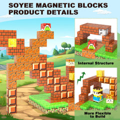 Soyee 108pcs magnetic blocks stem learning demonstrates magnetic properties through hands-on play.