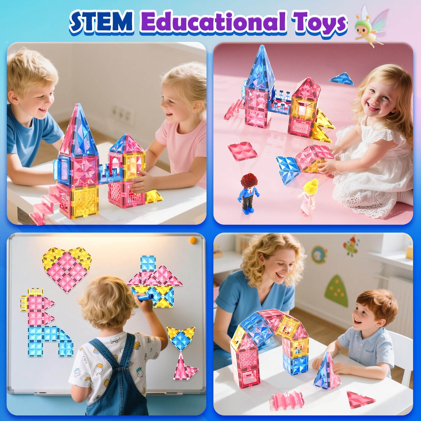 Soyee Diamond Magnetic Tiles diamond towers inspire imaginative height and storytelling.