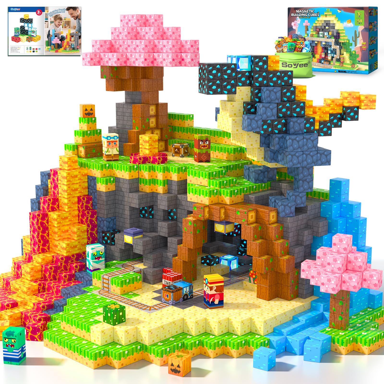 Soyee Magnetic Blocks forest theme pieces encourage creative pretend play for 4-12 year olds.