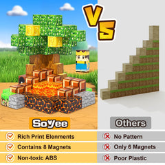 Soyee lava world blocks spark dramatic scenes like rivers and volcanoes