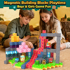 Soyee Magnetic Blocks magma cave assembly visuals spark hands-on STEM building.