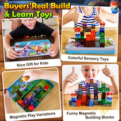 Soyee Magnetic Blocks travel tin open with colorful pieces for quick setup.