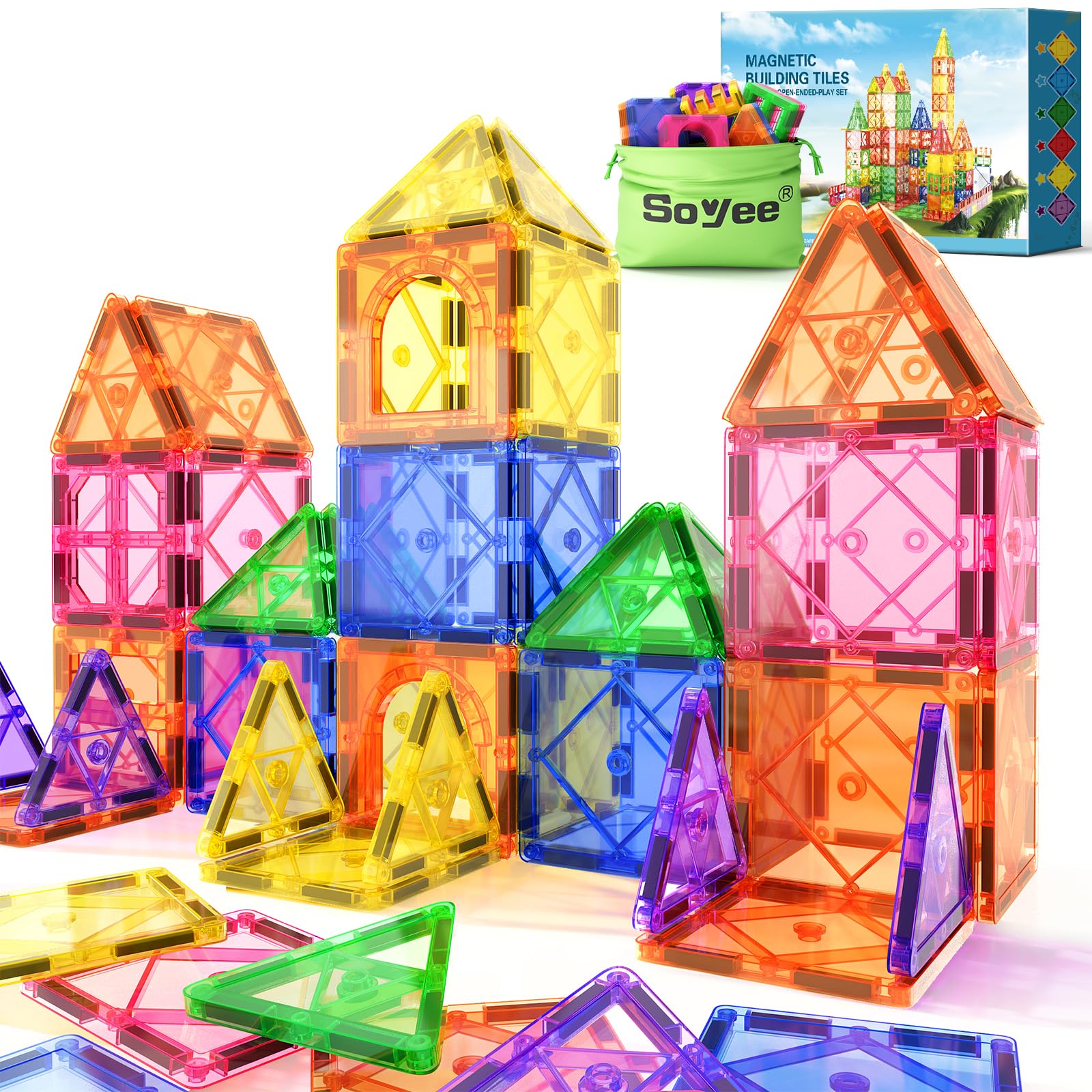 Soyee Magnetic Tiles Beginner Kit shows safe, hands-on early STEM exploration.