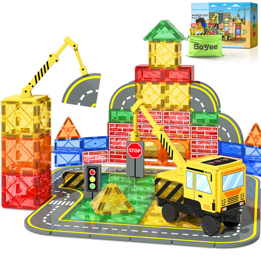 Soyee magnetic-tiles crane-truck for imaginative play and construction