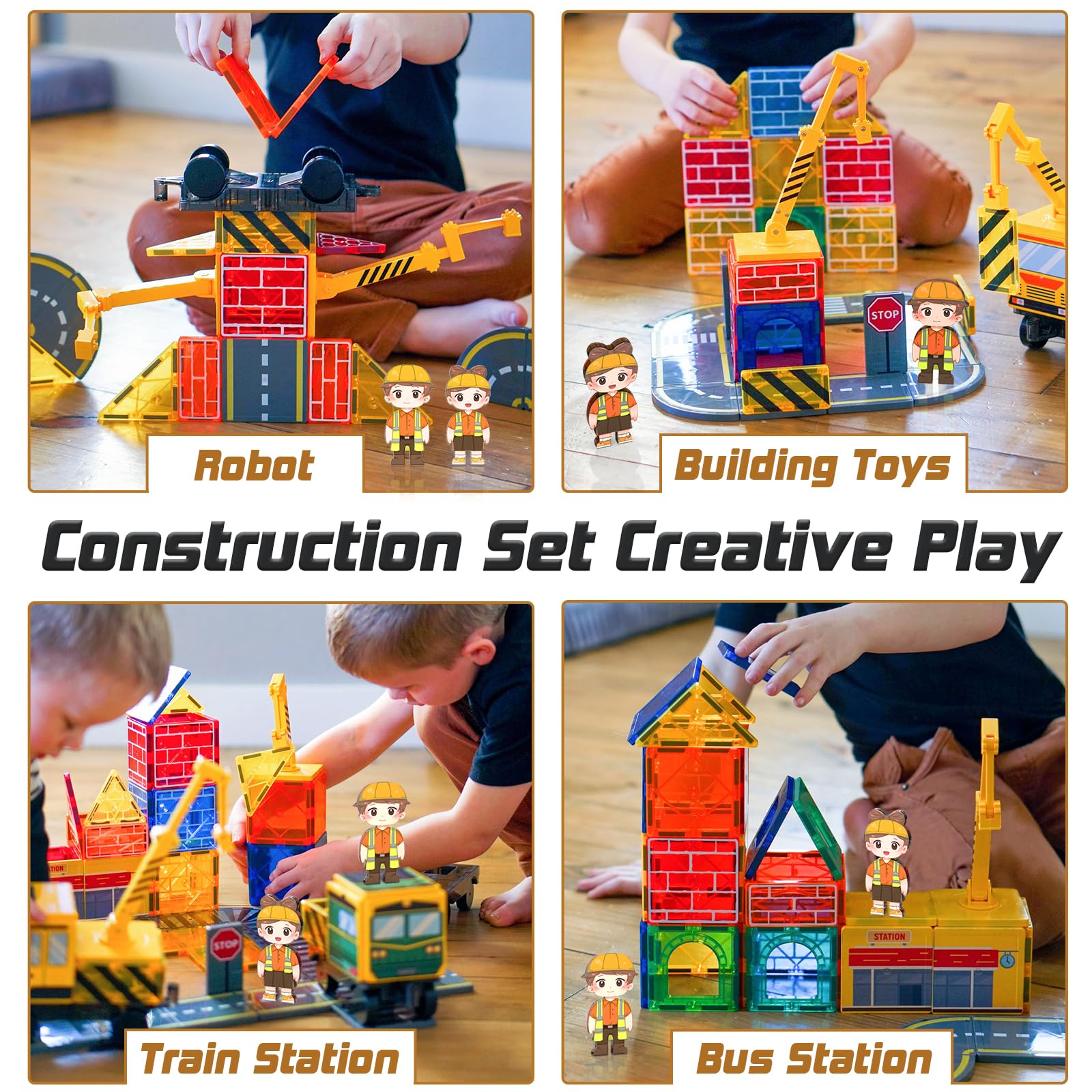 Soyee magnetic tiles extendable crane enhances realistic construction play and problem-solving.