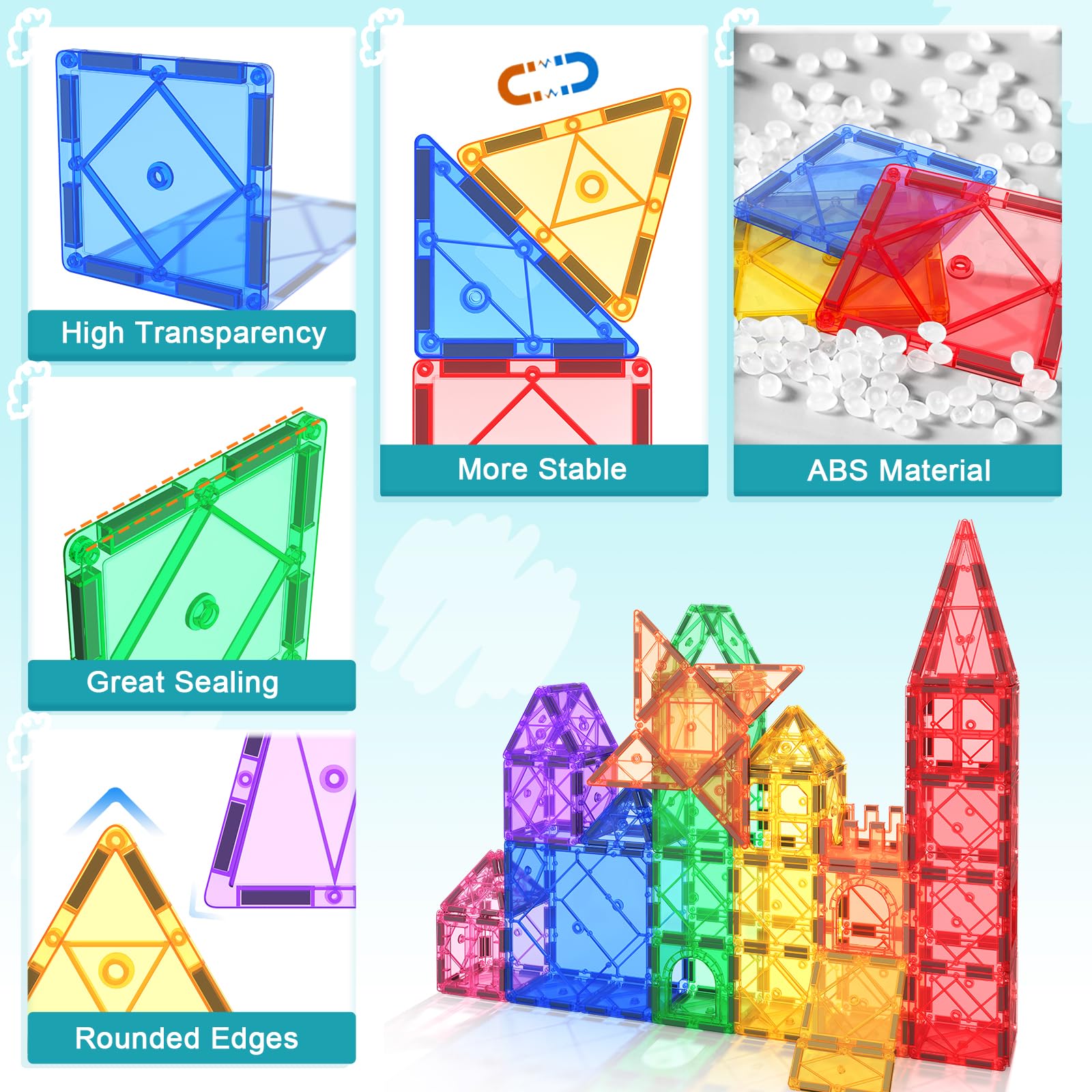 Soyee magnetic tiles storage bag for tidy organization after playtime.