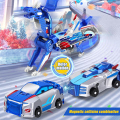 SOYUOI child and parent enjoying cooperative play with transforming cars