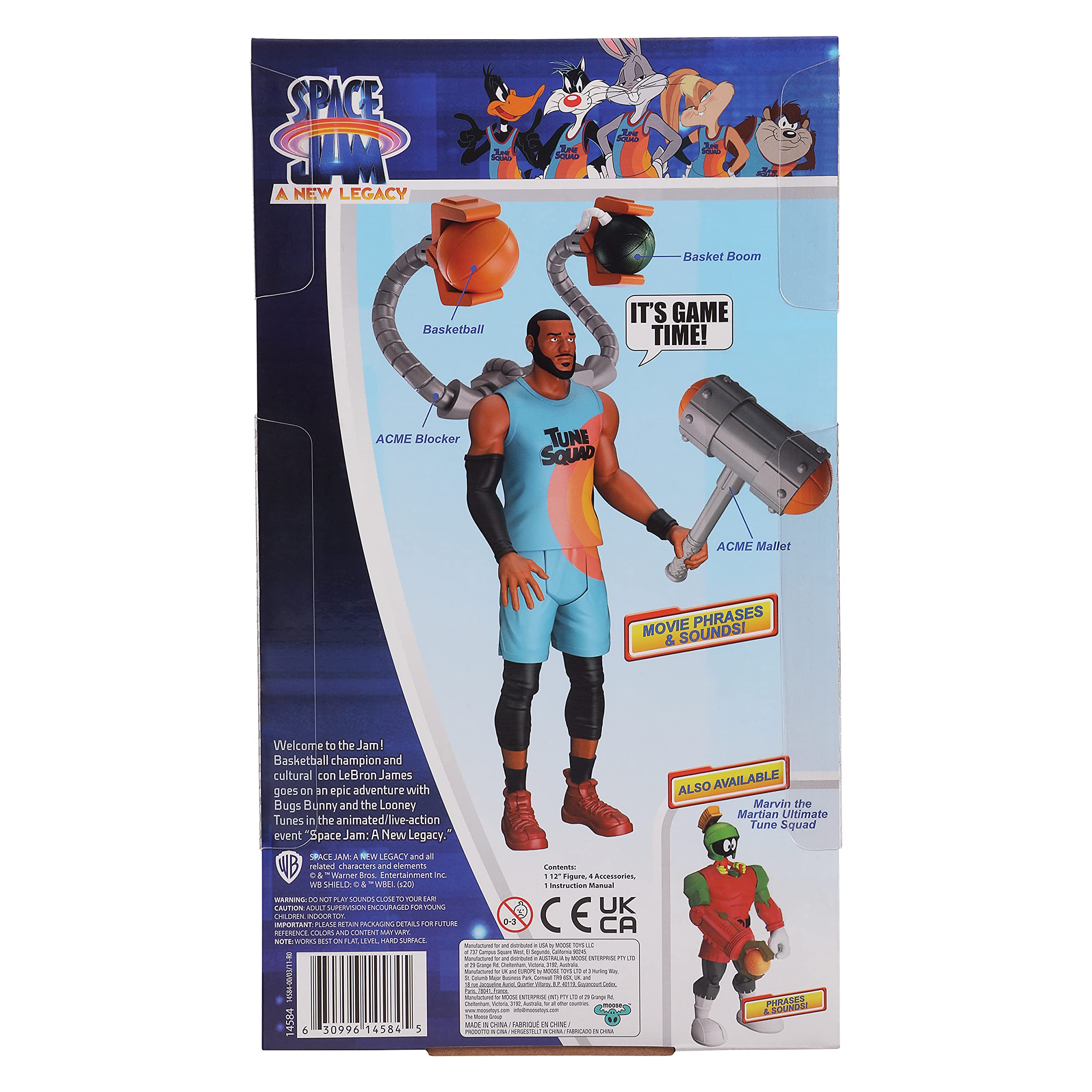 Space Jam Lebron James Tune Squad pose-ready action figure display