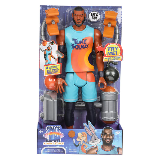 Space Jam Lebron James figure side view highlighting articulation for dynamic poses
