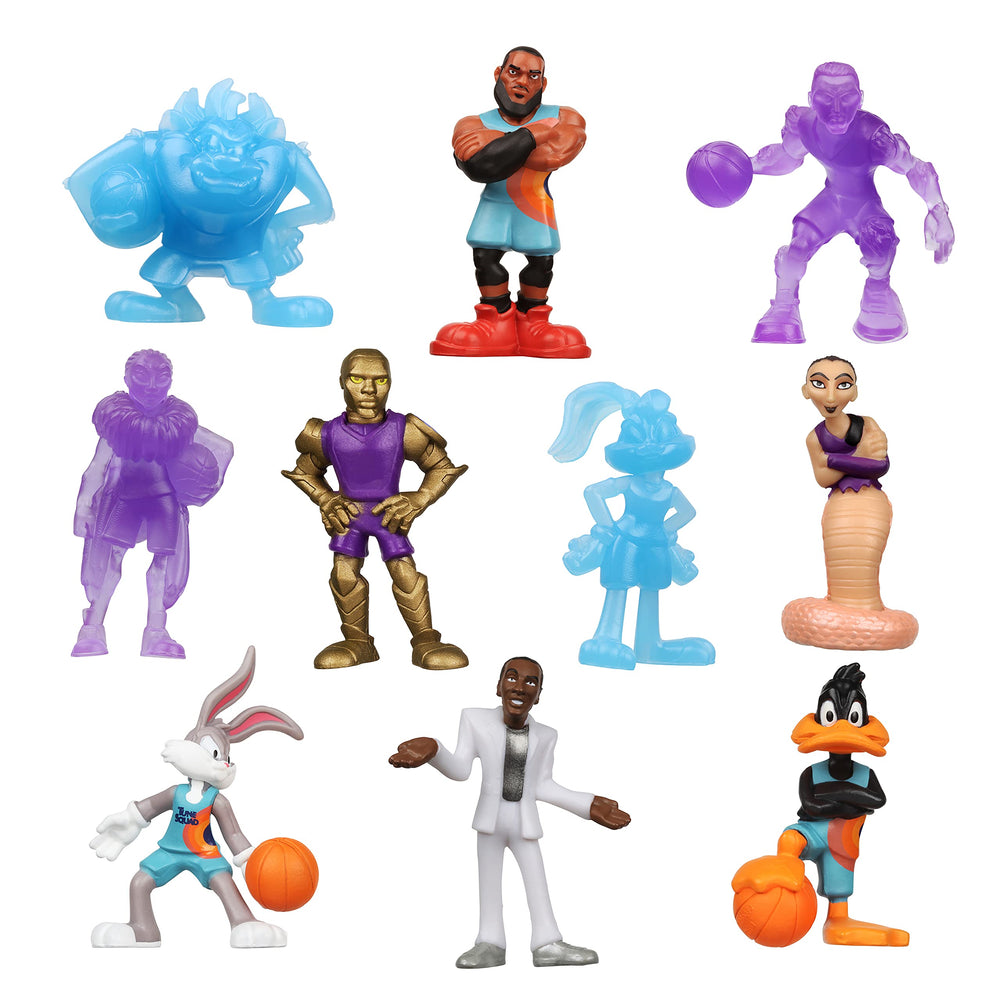 Space Jam Moose Toys 10-pack mini figures on bases for display and play.