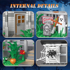 Spaciolo Halloween Movie Building Set: eerie colors highlight spooky charm on any shelf.