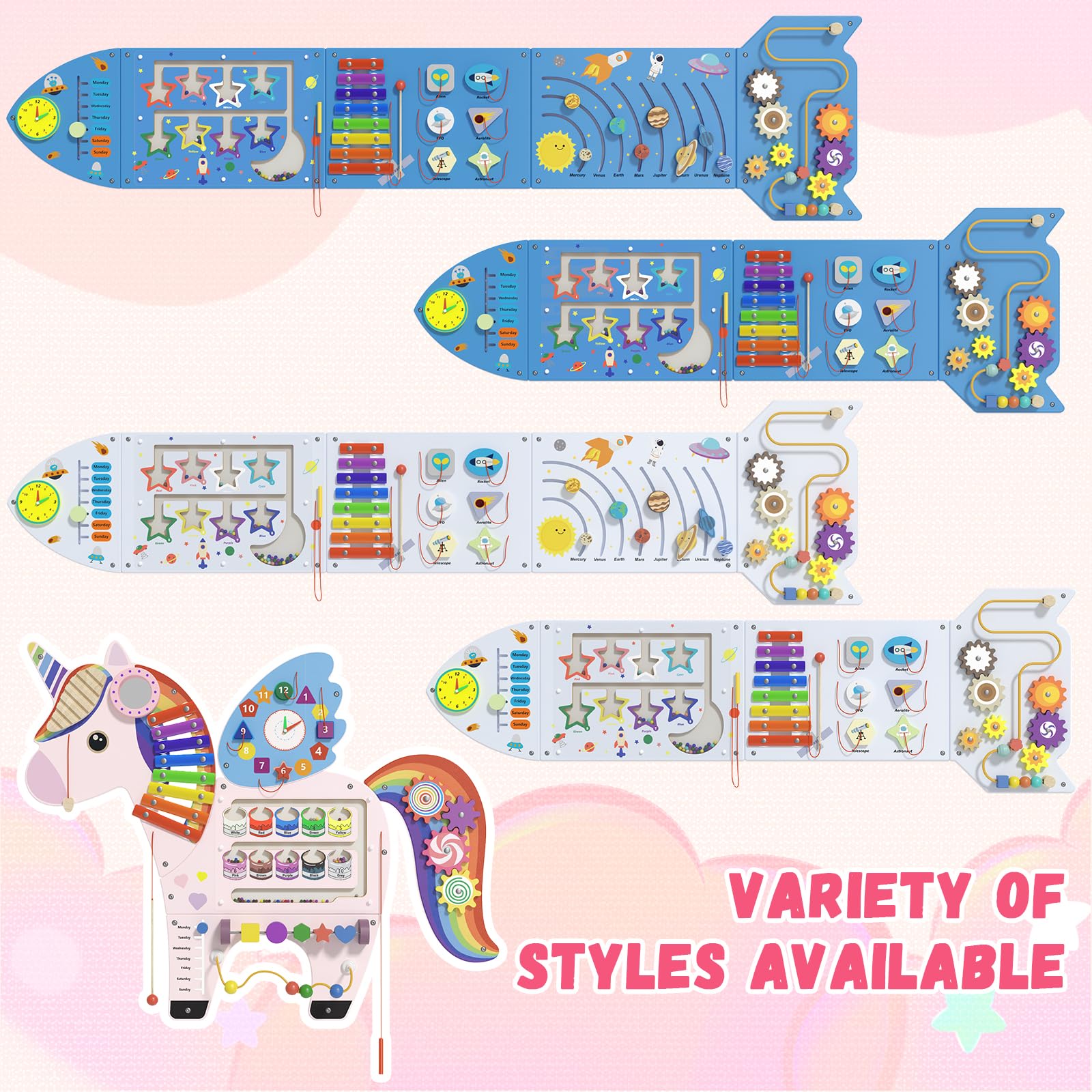 Spacocld Unicorn color and number maze supports cognitive tracking.