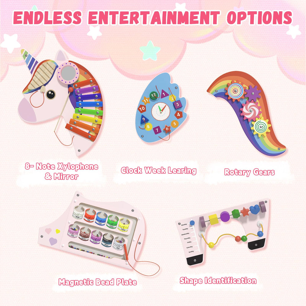 Spacocld Unicorn shape-matching panel builds visual-spatial awareness.