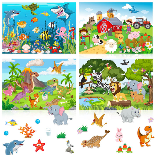 Spakon 32 sheets scene stickers jungle animals for colorful, imaginative play