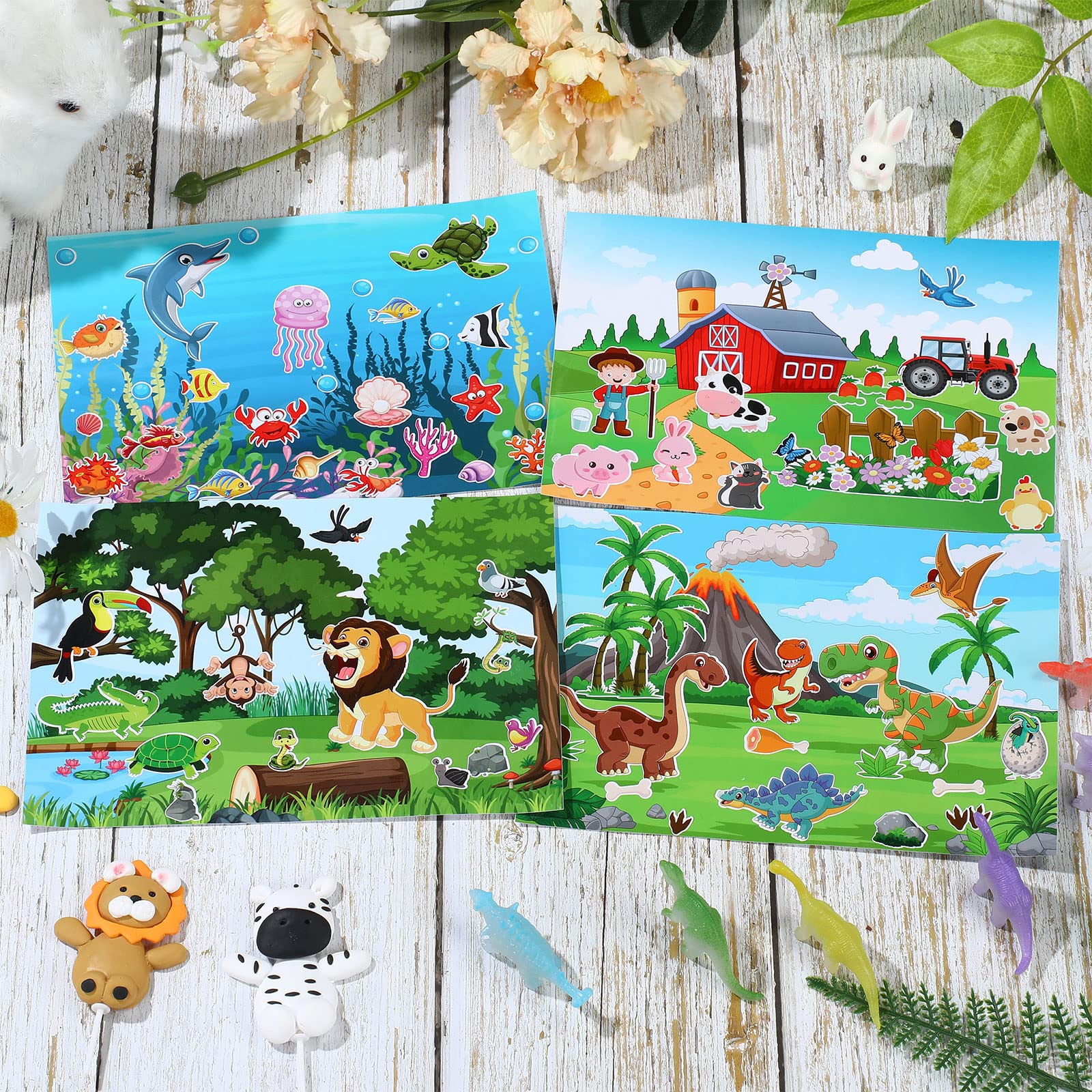 Spakon 32 sheets scene stickers depict prehistoric landscapes for imaginative history play
