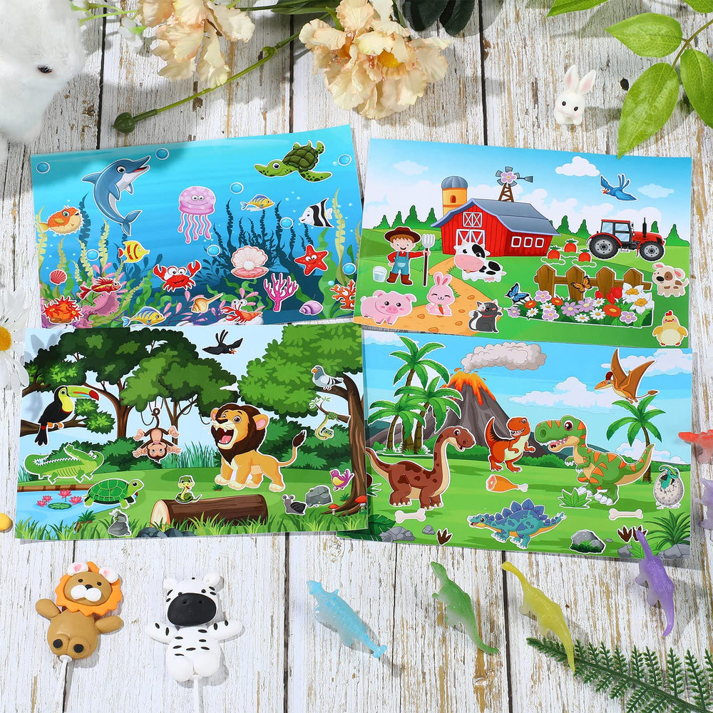 Spakon 32 sheets scene stickers depict prehistoric landscapes for imaginative history play