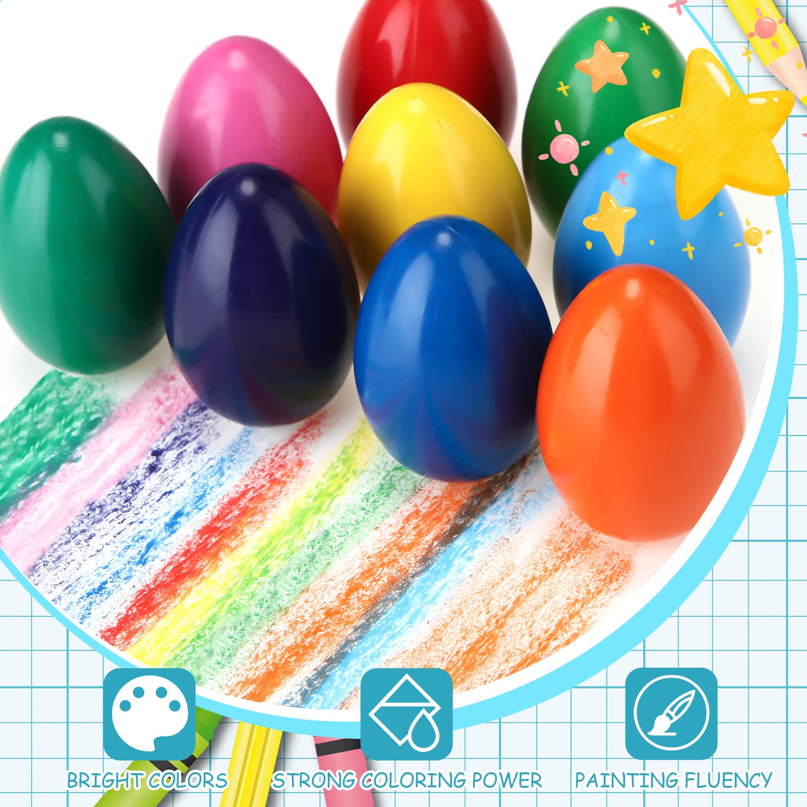 Spakon washable egg crayons ready for quick cleanup after play.