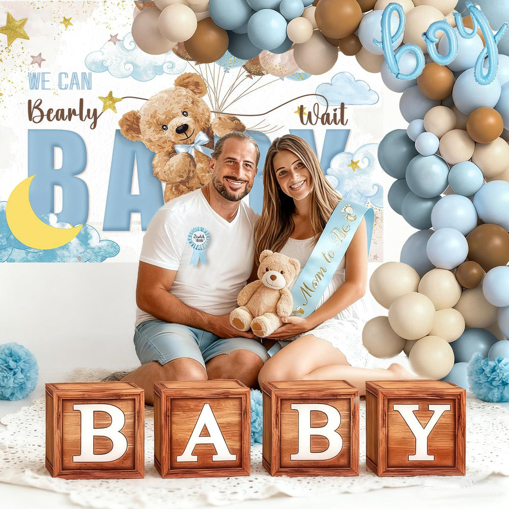 SPARKTUTU wood-grain baby boxes with letters as focal pieces