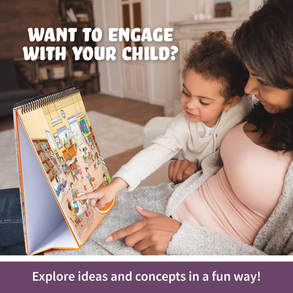SPARK INNOVATIONS pull-out prompt cards pair with bubble stickers for creative storytelling activities.