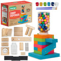 SparkJump Candy Dispenser assembly close-up showing kid-friendly woodworking kit for STEM learning.