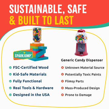 SparkJump family crafting time kids illustrate new ideas with FSC-certified wood.