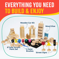 SparkJump wooden cars being assembled, showcasing hands-on construction and problem-solving for kids