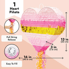 Sparkle and Bash 16 x 13 x 3 inch heart pinata offers ample fill space.