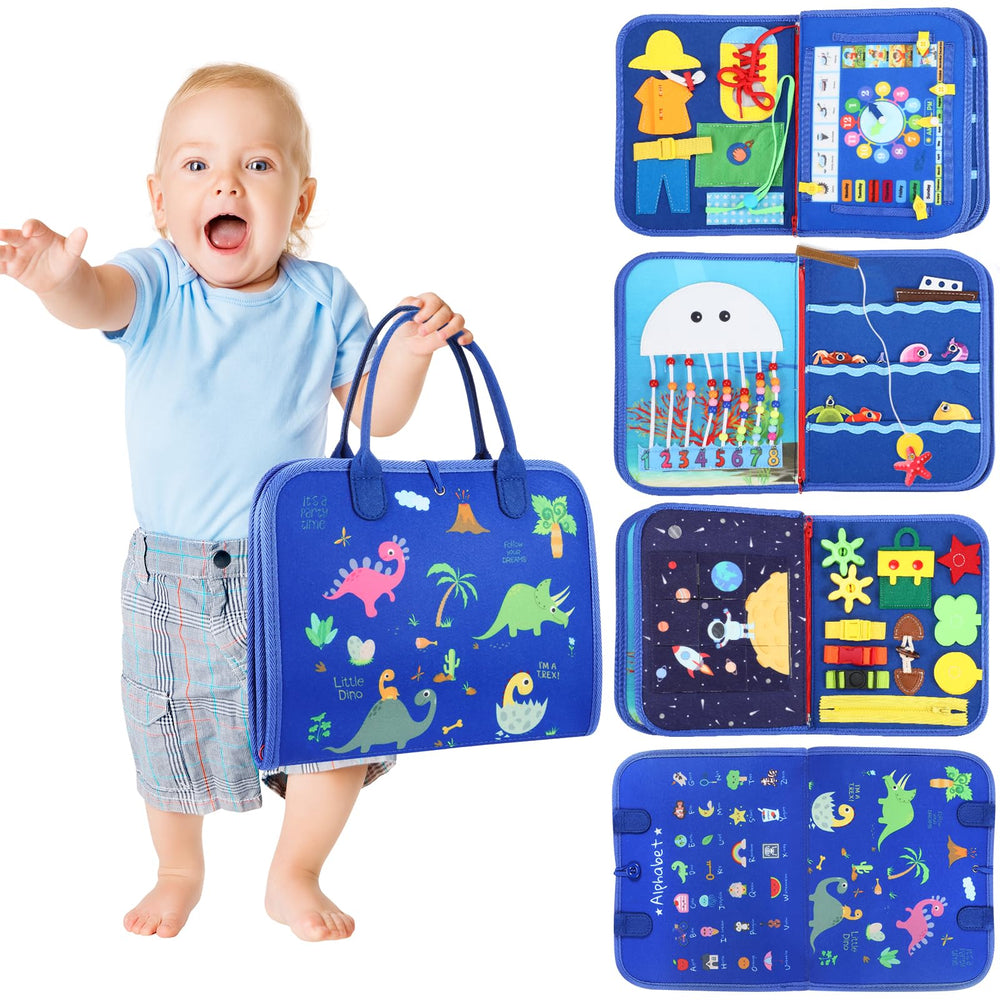 SparkShoots Busy Board ABCs and dinos encourage early learning on the go.