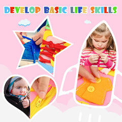 SparkShoots Busy Board buckle and lace pages to boost coordination
