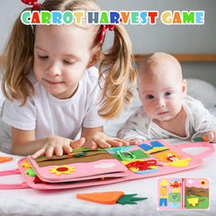 SparkShoots Busy Board zipping gears and buttons for tactile exploration during travel