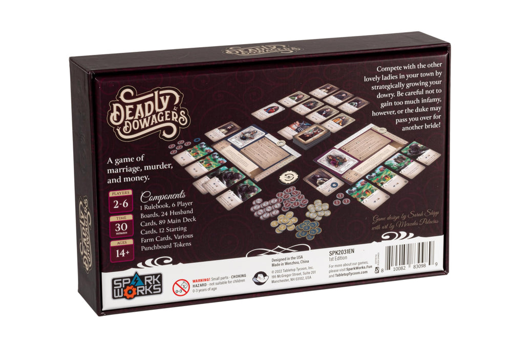 SparkWorks Deadly Dowagers card deck spread reveals quirky Victorian characters and strategic options