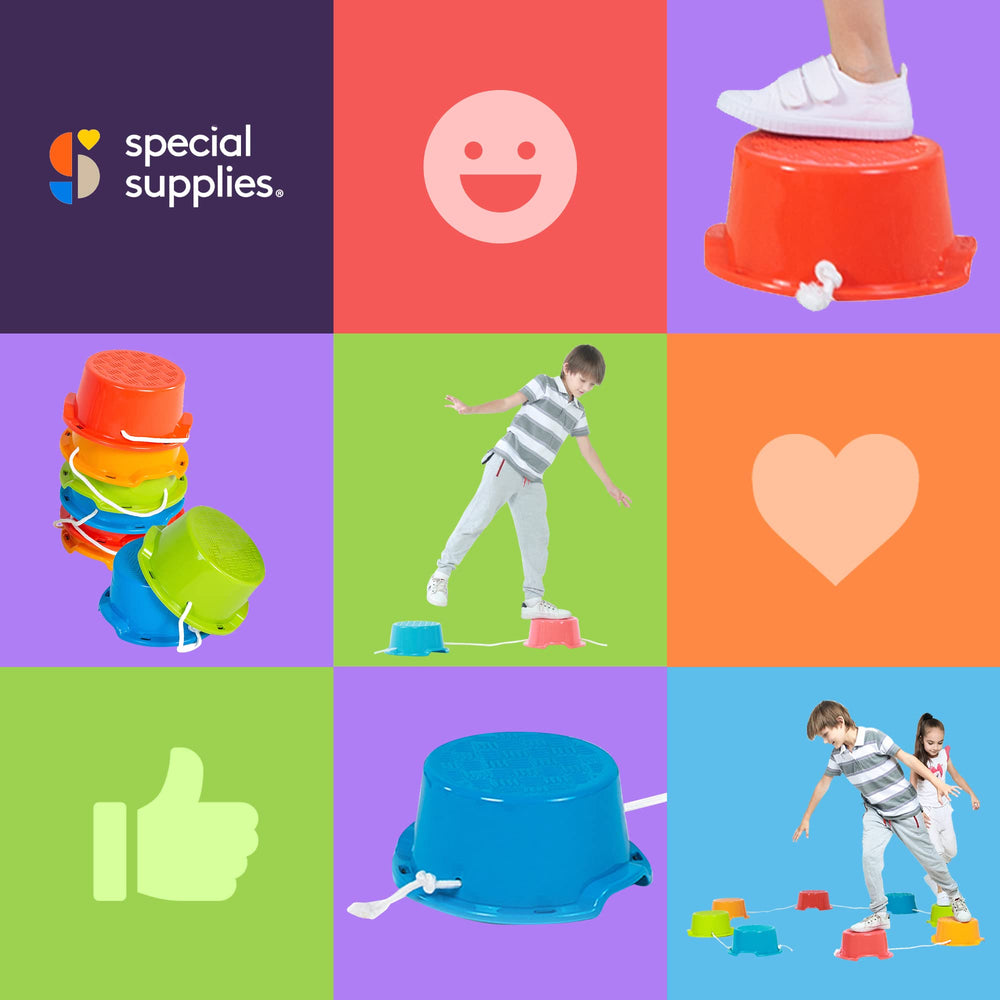 Special Supplies Balance Buckets stackable design saves space in classrooms