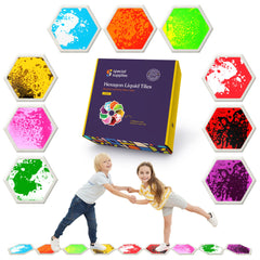 Special Supplies hexagon liquid tiles in bright colors for engaging sensory play